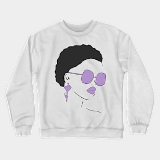 Female with Purple Sunglasses and Earrings Crewneck Sweatshirt